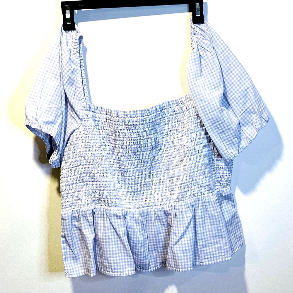 NWT J. Crew on or off the shoulder top - Blue Gingham